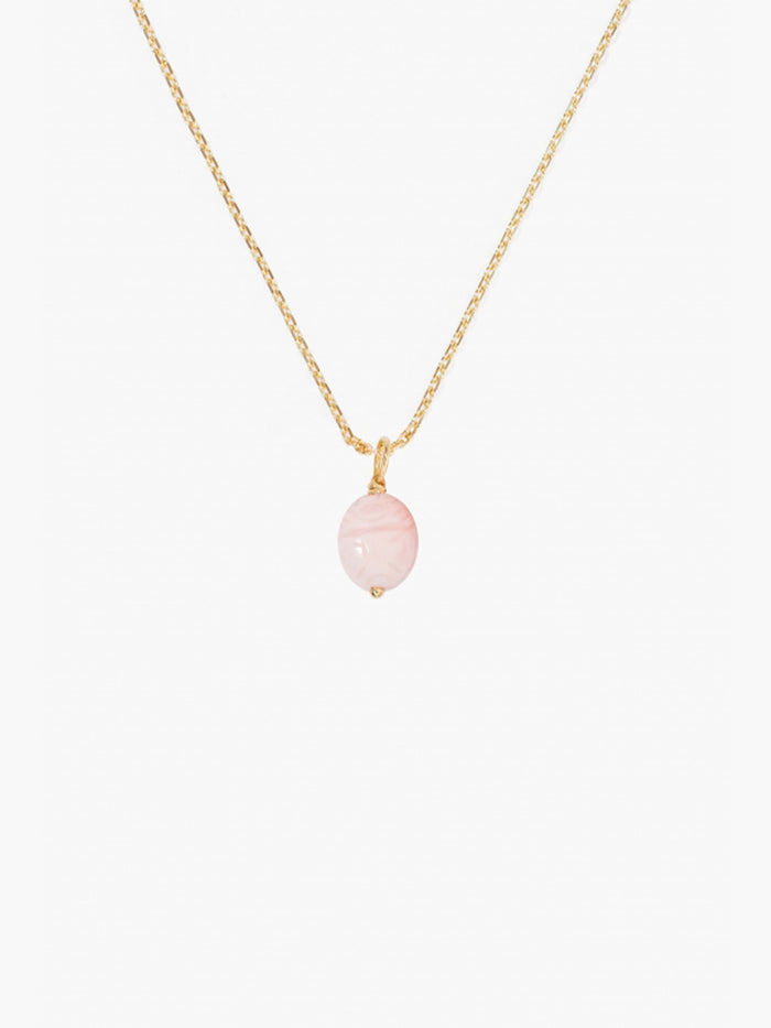 Small Pink opal beetle pendant