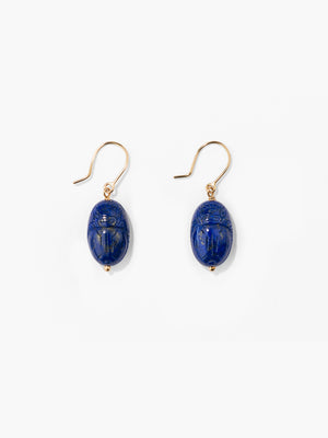 Lapis lazuli beetle earrings