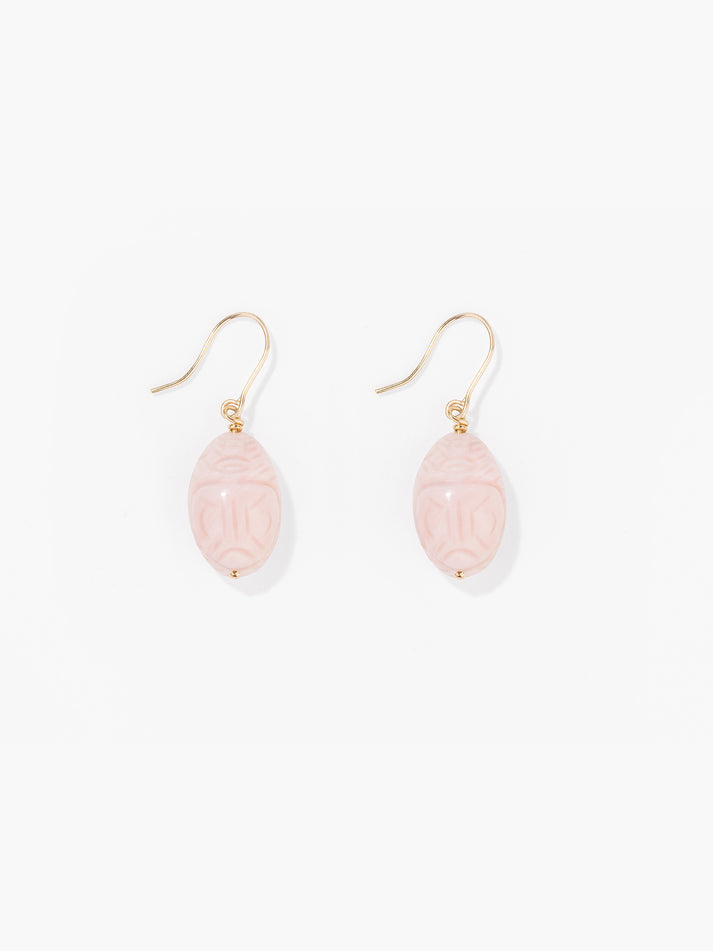 aurélie bidermann Boucles d'oreilles Scarabée Opale rose SCABO03OPR YG MM