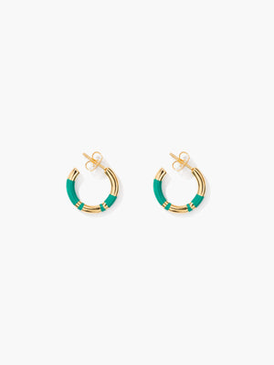 Positano emerald green mini hoop earrings