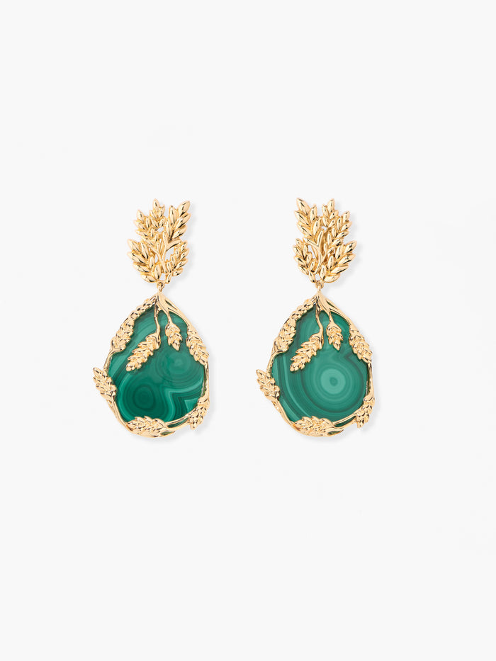 Boucles d'oreilles Françoise Malachite