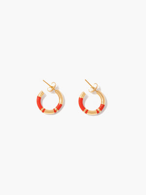Positano Coral mini hoop earrings