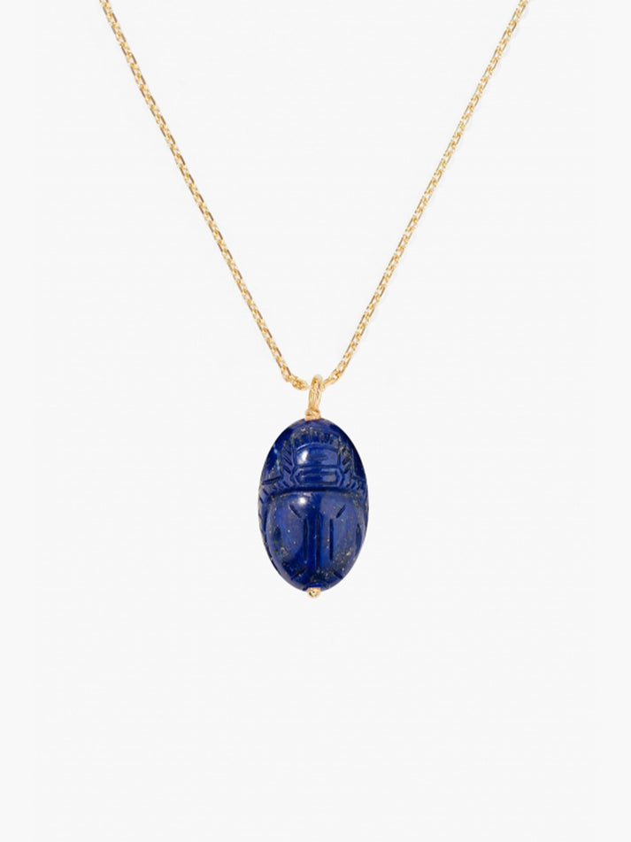 aurélie bidermann Pendentif Scarabée Lapis lazuli grand modèle SCAPD01LL YG GM