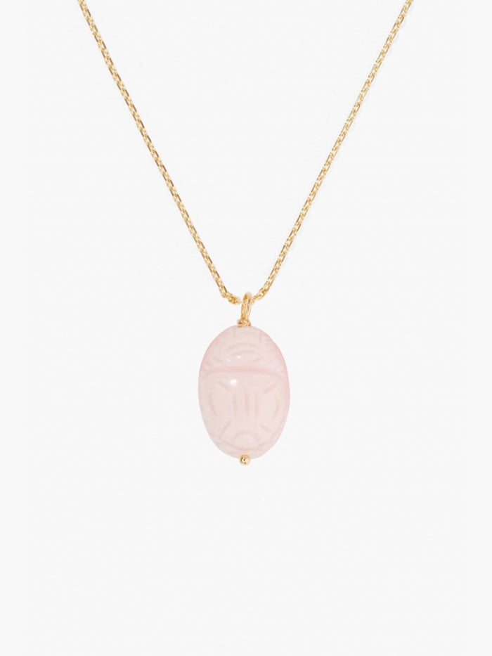 Large Pink opal beetle pendant