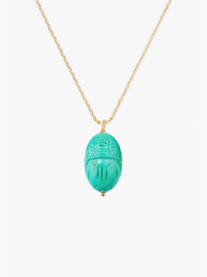 aurélie bidermann Pendentif Scarabée Turquoise grand modèle SCAPD01TU YG GM